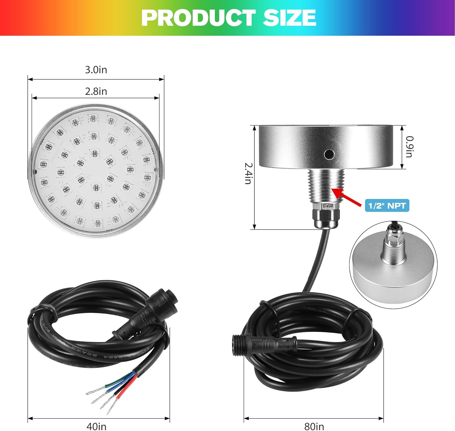 RS8 Underwater Drain Plug Boat Light Kit, 1x6000LM – husukulight