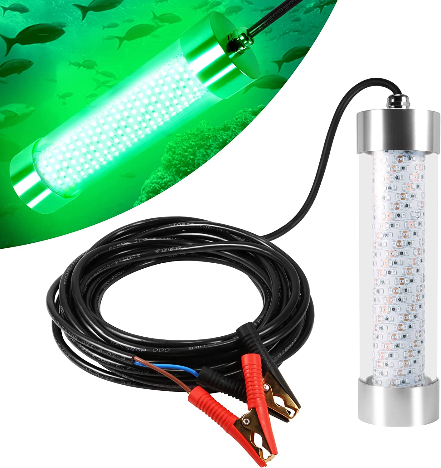 Green+White Double Colors 400W DC 12V LED Fishing Light 864 LED Bait  Submersible Fishing Light Underwater squid Lure Green Night